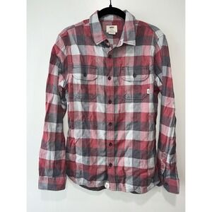 Vans Men's Plaid Long Sleeve Button-Up Shirt, Small